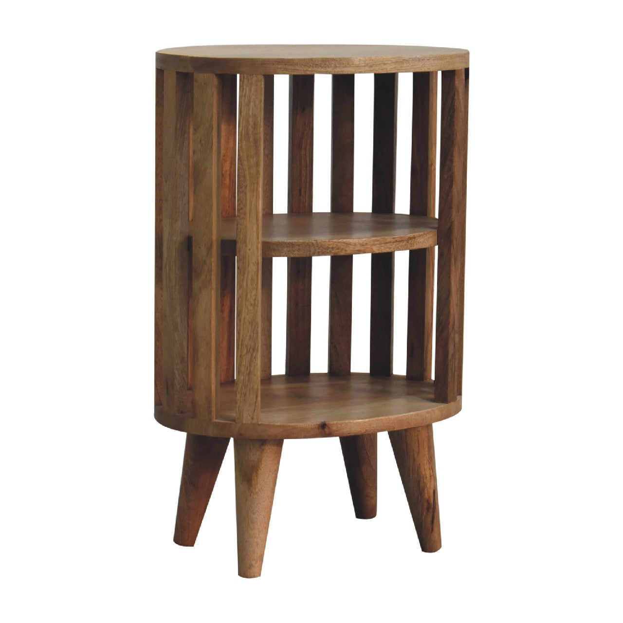 Solid Wood Ariella Double Shelf Nightstand, Brown