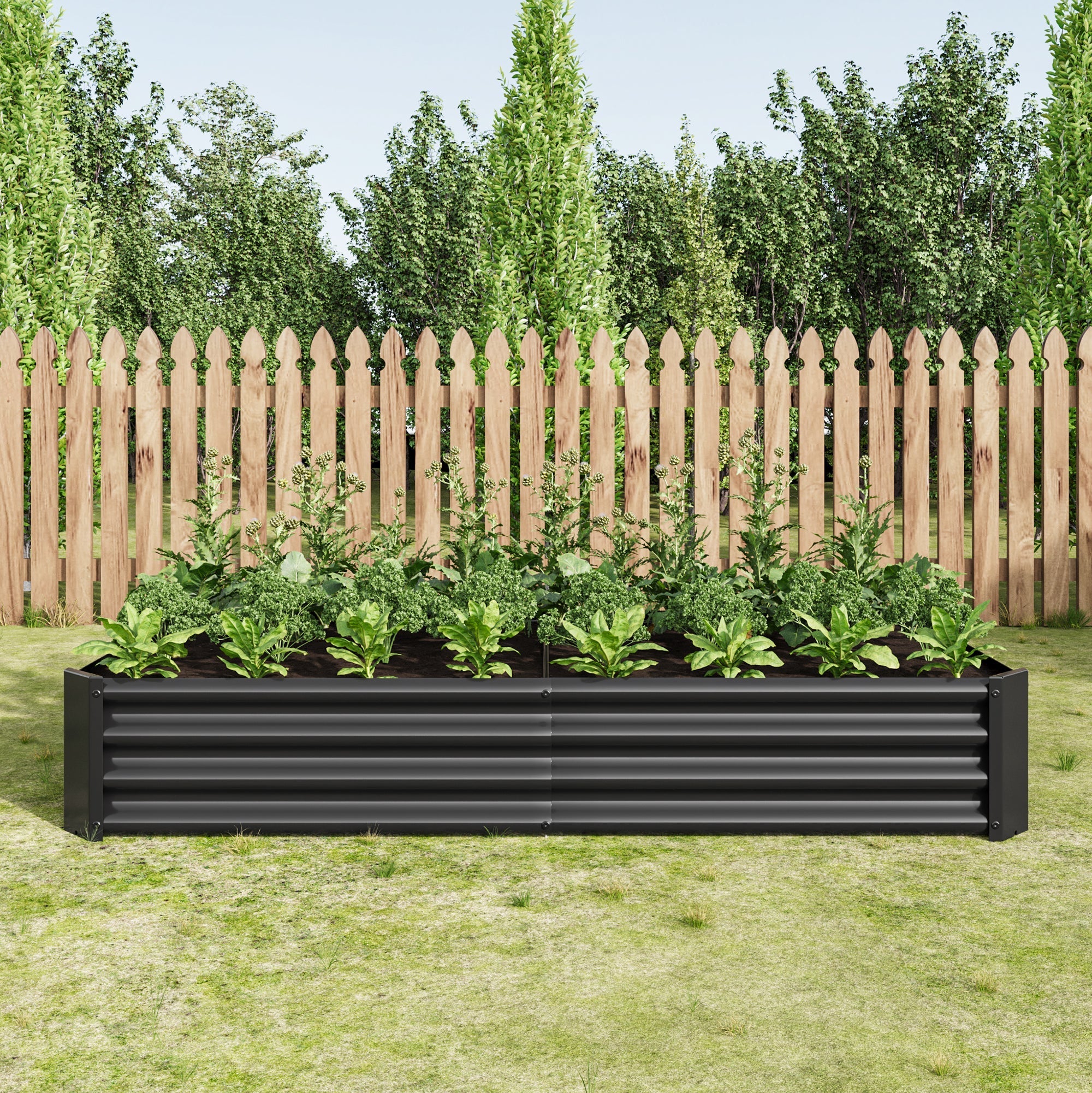 Raised Bed Metal Plant Bed for Garden, Robust Sheet Steel with Rust Protection Anthracite