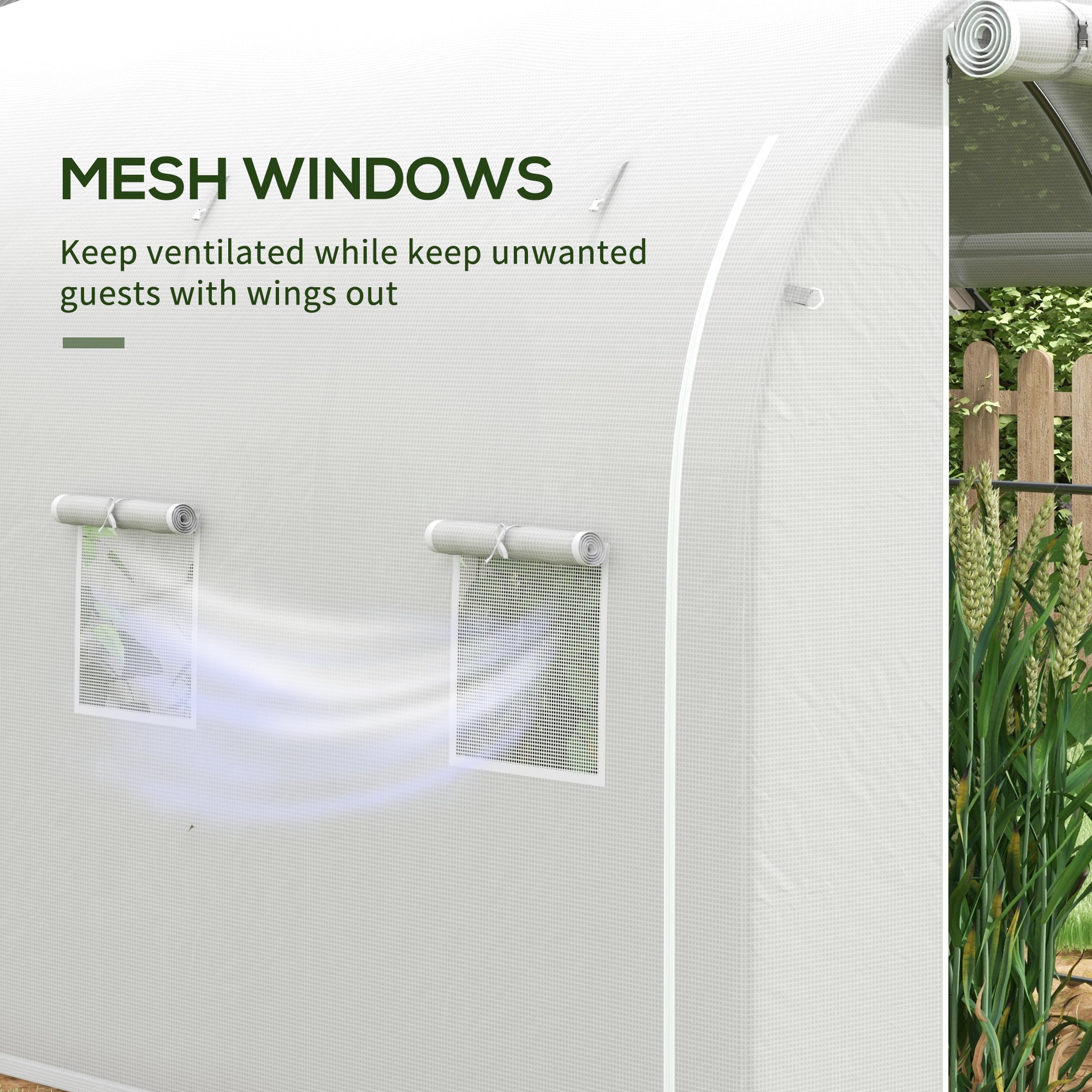 Polytunnel Greenhouse 296 x 196cm Steel Frame White