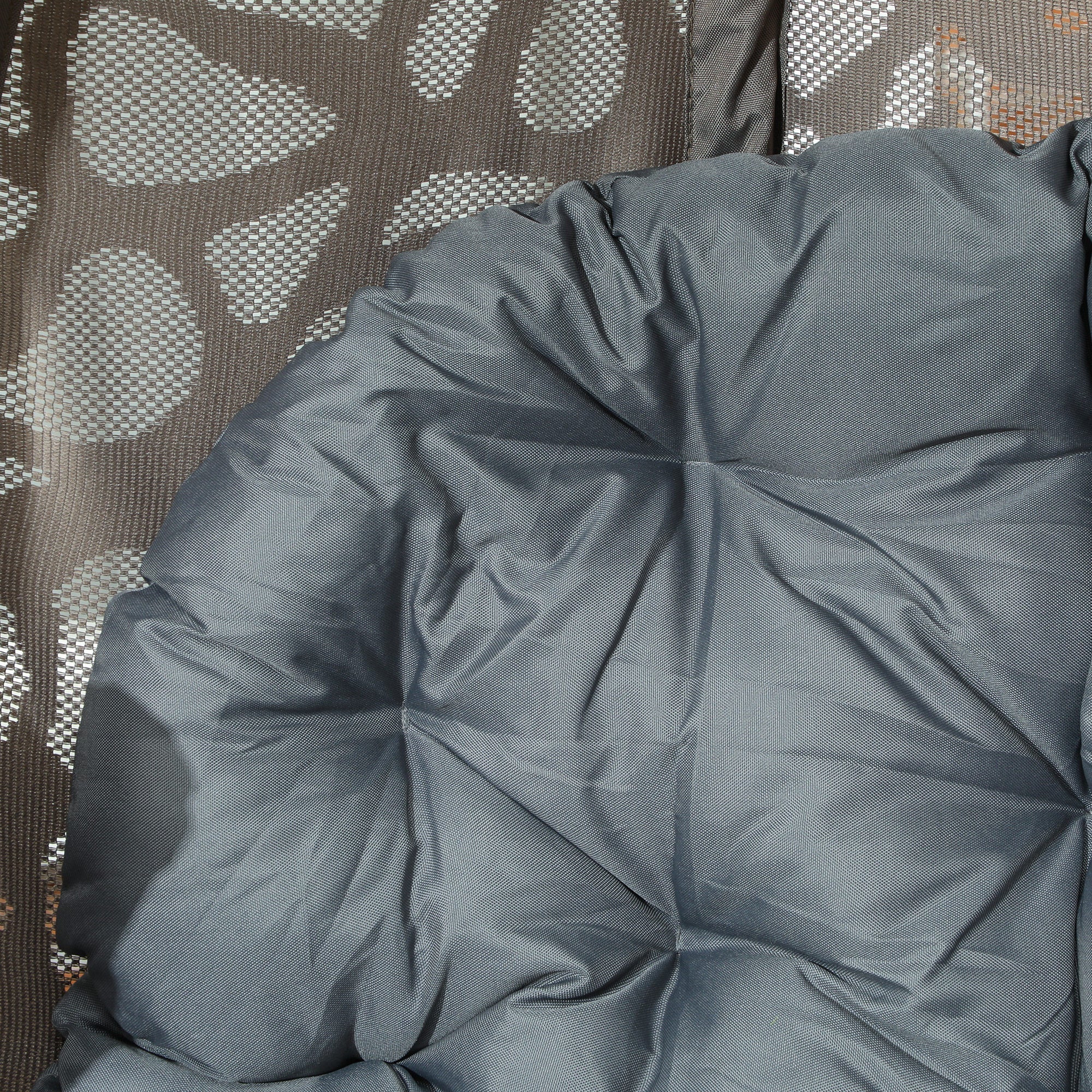 Swivel Egg Chair, Cushions Foldable Basket Metal Frame, Grey