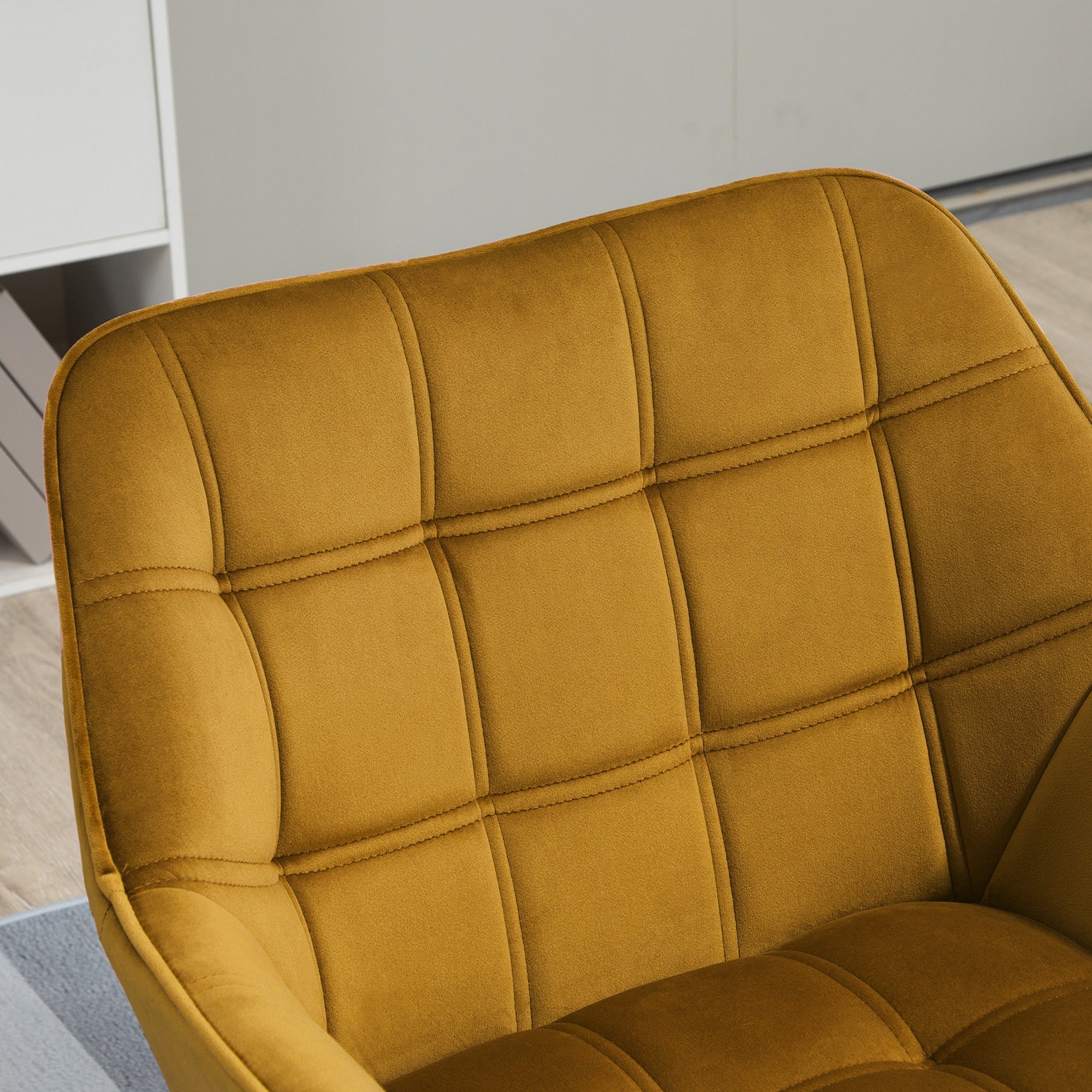 Wingback Recliner Chair, Scandinavian Style Raised Legs, Yellow Velvety Polyester
