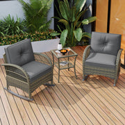 Rattan Balcony Set 3-Piece 160 kg Load Capacity, Grey Cushion