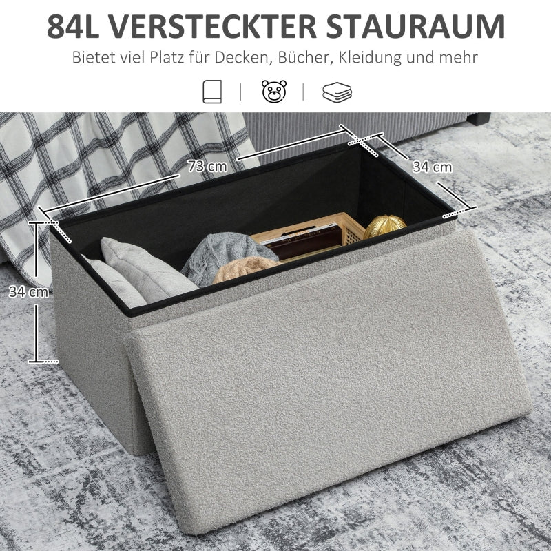 Storage Ottoman Upholstered Bench with Storage and Lid - Light Grey