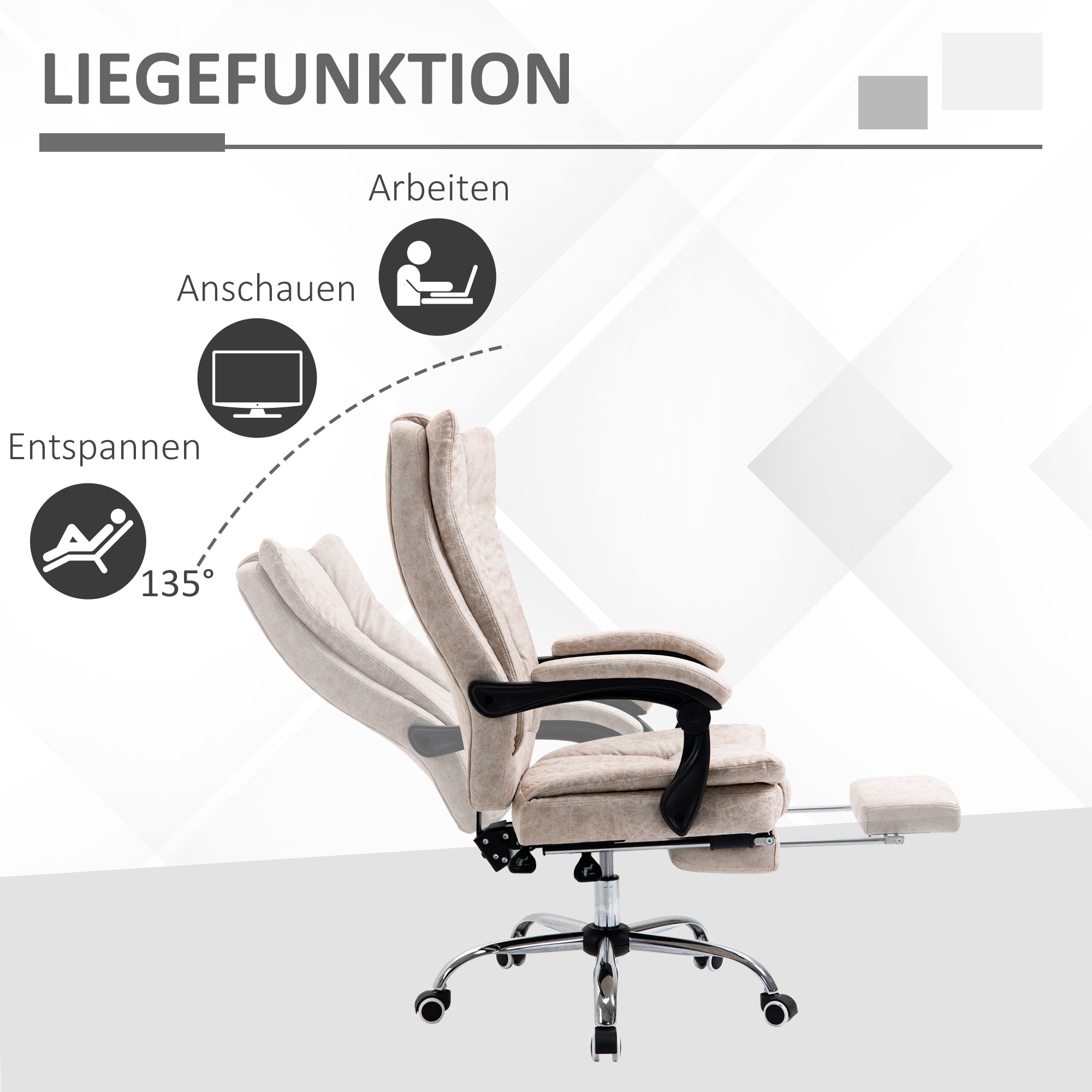 Vinsetto Office Chair Swivel Reclining Footrest Height Adjustable Microfiber
