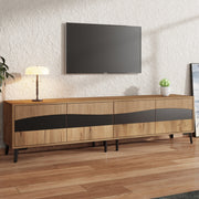 TV Cabinet, 180x40x50cm, 4 Cabinets, Symmetrical Design, Wood & Black