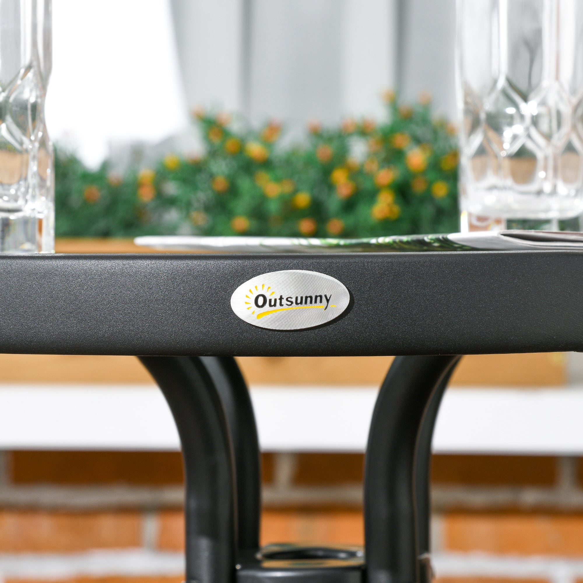 3 Pieces Bistro Set, Rattan Conversation Furniture, Black