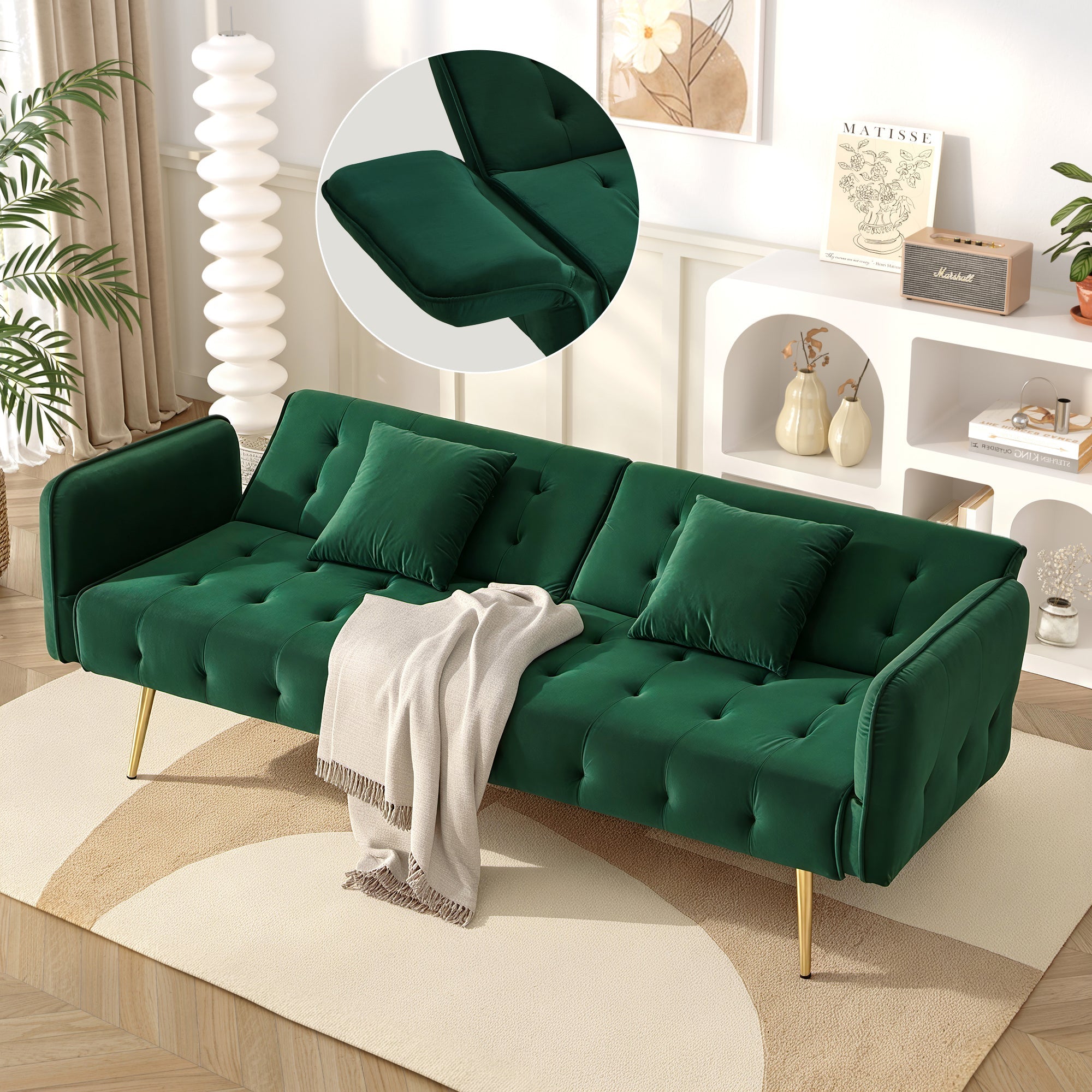 Two-seater Folding Sofa Bed Multifunctional Adjustable Velour