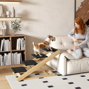 Dog Stairs & Ramp 2-in-1 Foldable 4-Step Height Adjustable Non-Slip