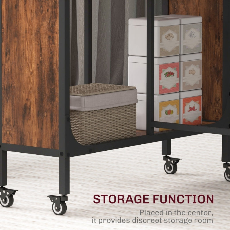 Drop Leaf Dining Table Six-Person Rustic Brown/Black