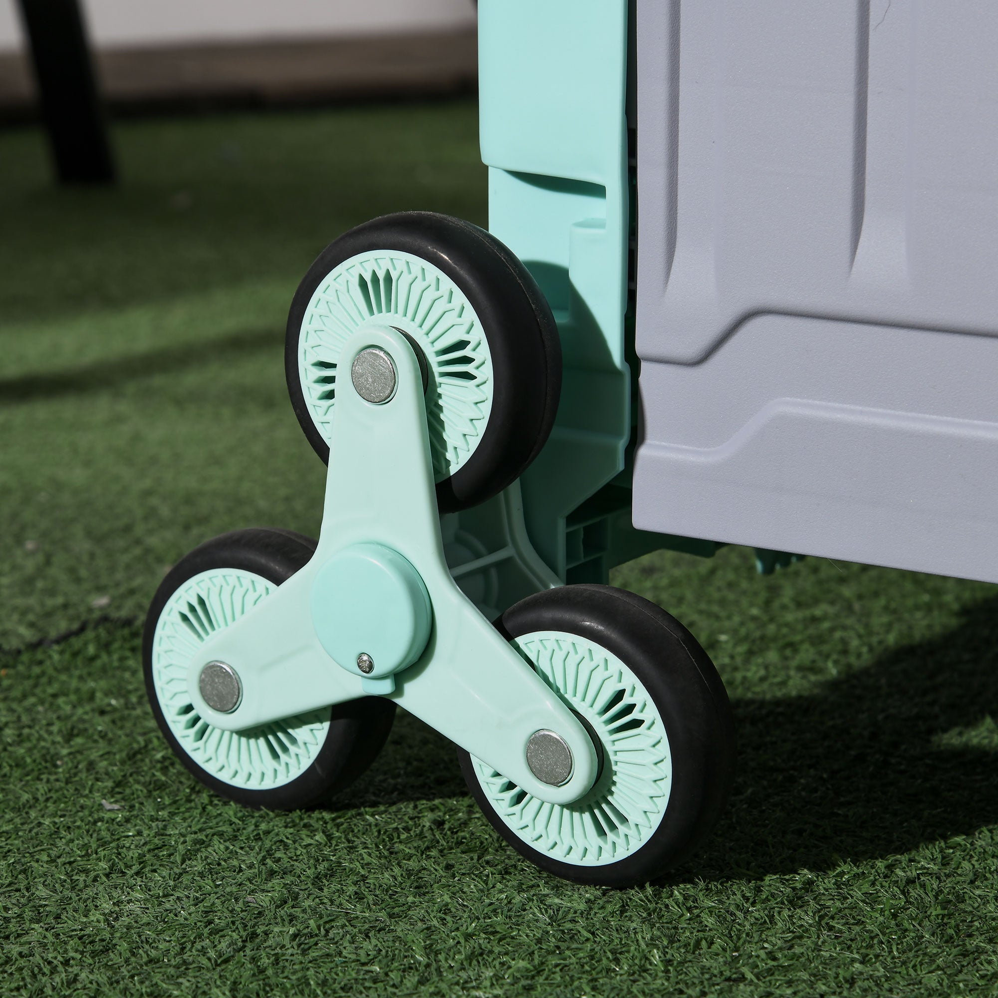 Foldable shopping trolley, 80 kg portable, adjustable telescopic handle and lid, green