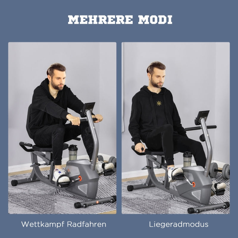 Recumbent Exercise Bike with LCD Display, 8 Magnetic Resistance Levels and Heart Rate Sensors, Black