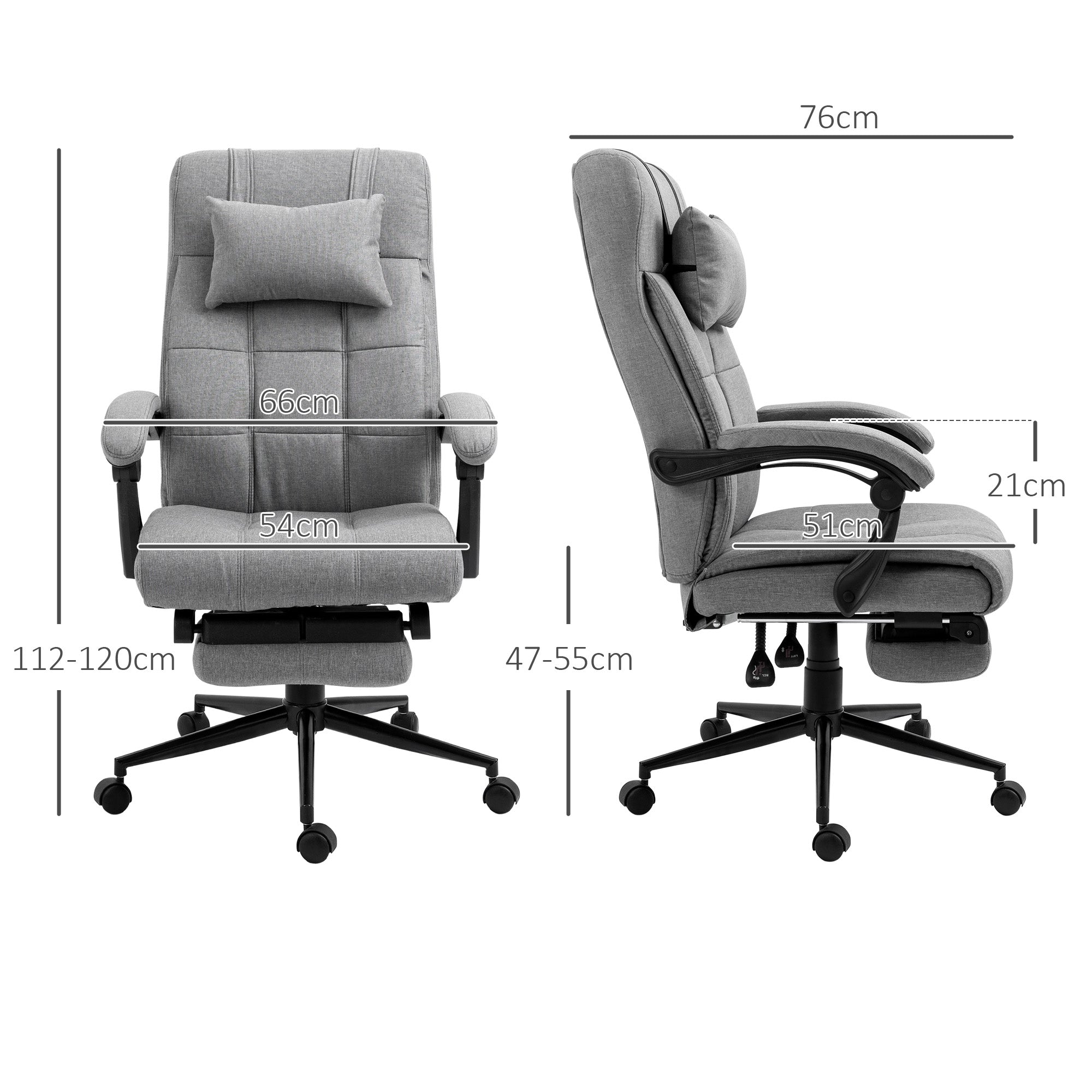 Office Chair Ergonomic Swivel Adjustable with Footrest, Linen