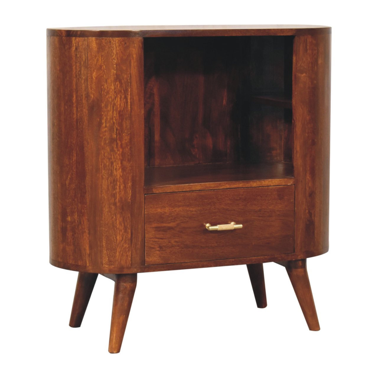 T-bar Cortez Open Slot Cabinet Chestnut