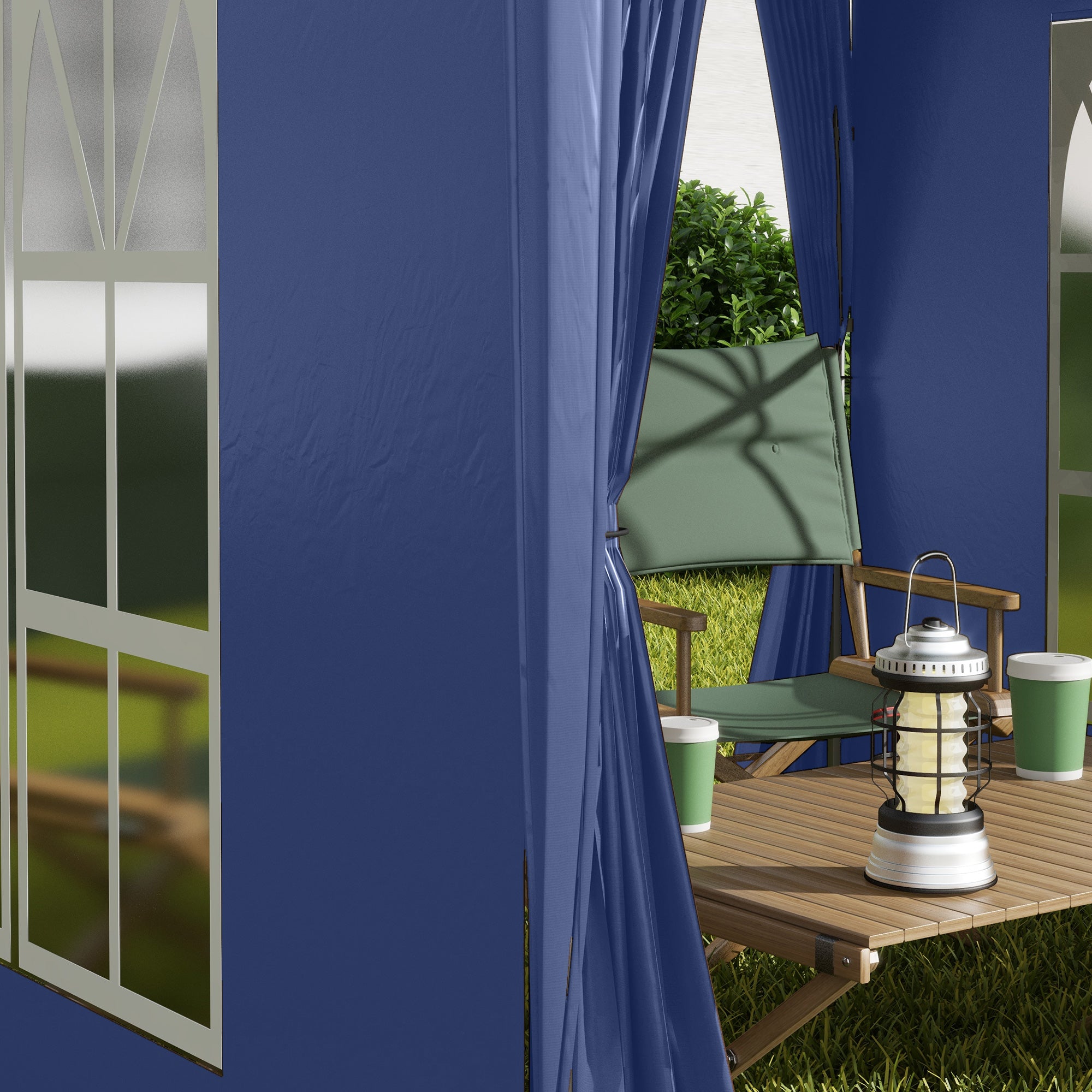 2x2m Folding Gazebo Marquee 4 Side Panels Window Door Oxford Metal