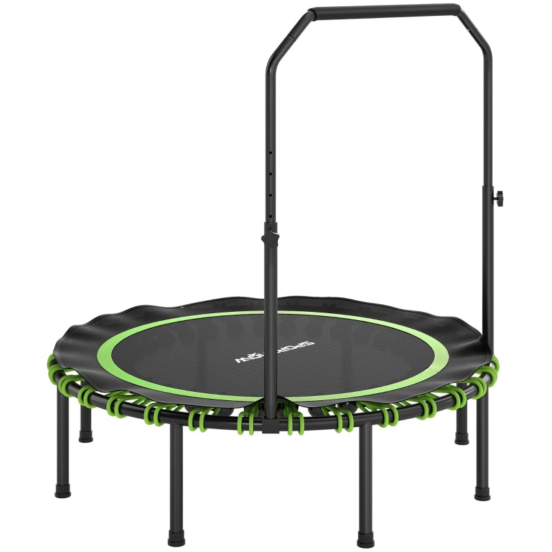 Fitness Trampoline, Adjustable Handrail, Indoor/Outdoor Use, Steel, Plastic, Green