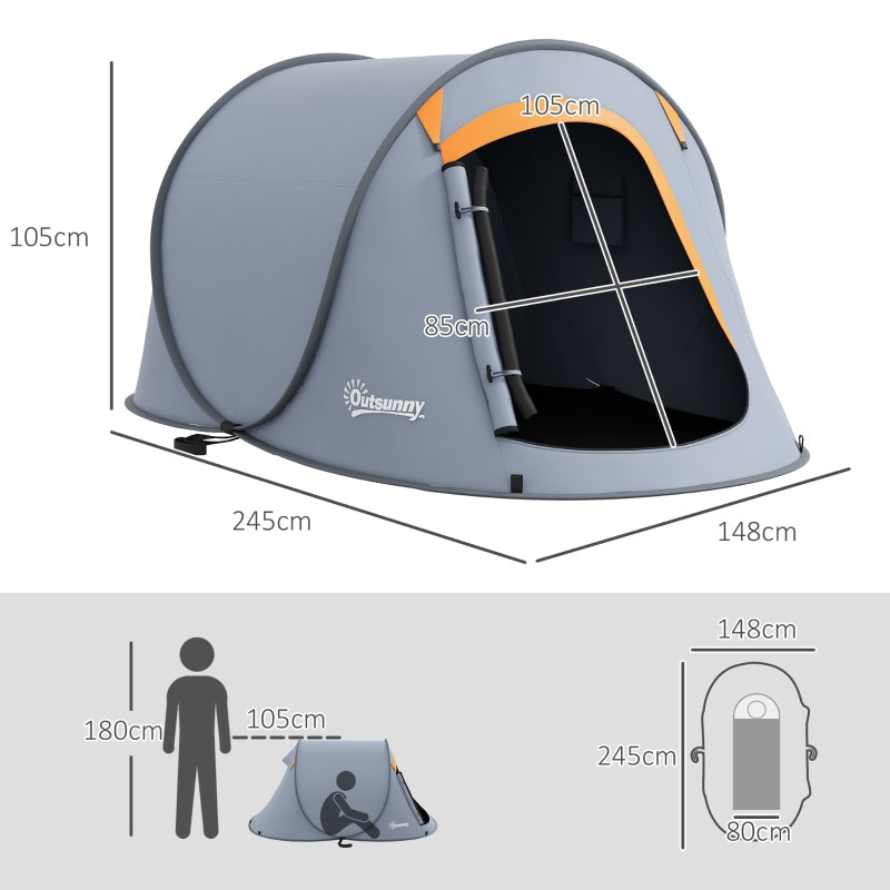 Pop-Up Dome Tent, Two-Man with Accessories - Grey