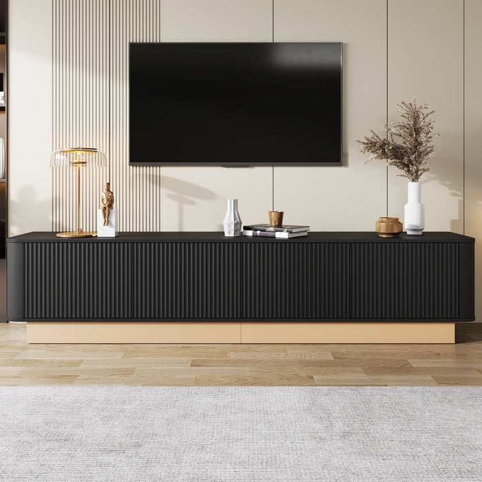 200cm TV Lowboard with 4 Doors and Adjustable Shelves, Modern Minimalist Style, MDF Material