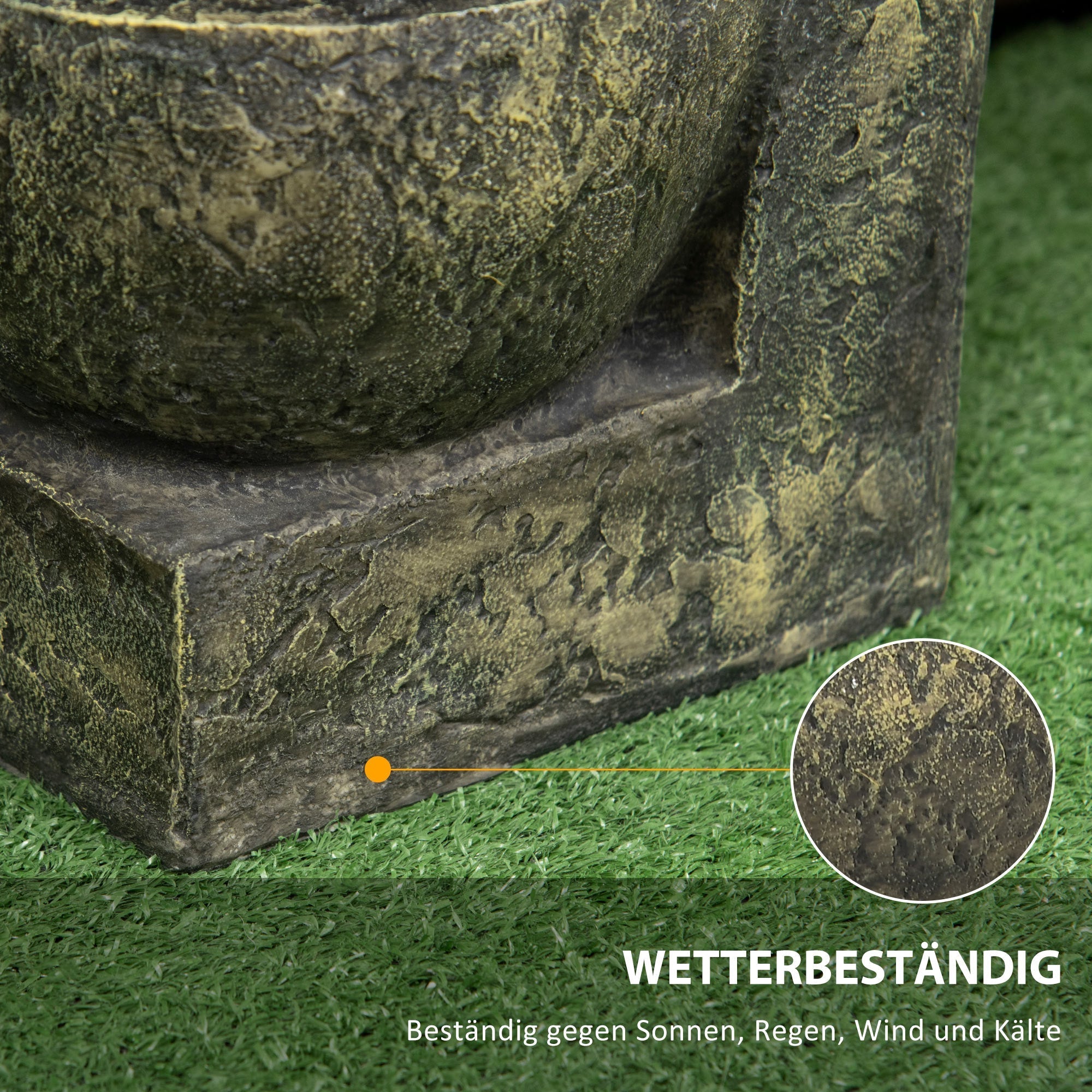 Garden Fountain with 4 Adjustable Flow Levels, Water Feature Waterfall, Synthetic Resin