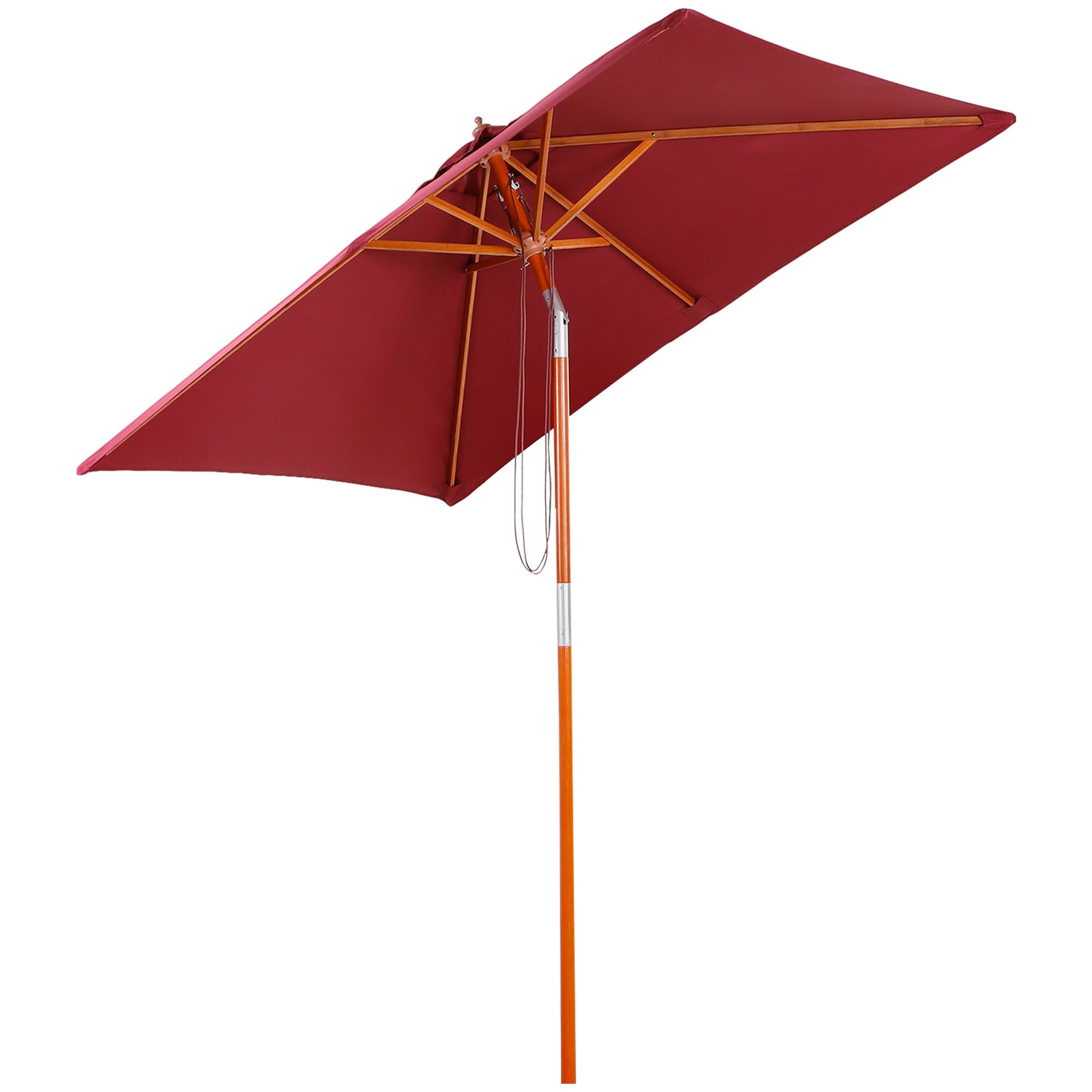 Cantilever Parasol/Sunshade, 3-Stage Adjustable 200x150x230cm for Balcony & Terrace, Fir Wood Wine Red