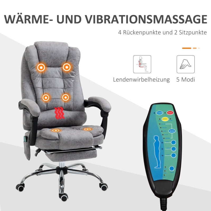 Vinsetto Office Chair, Massage, Reclining, Heating, Grey