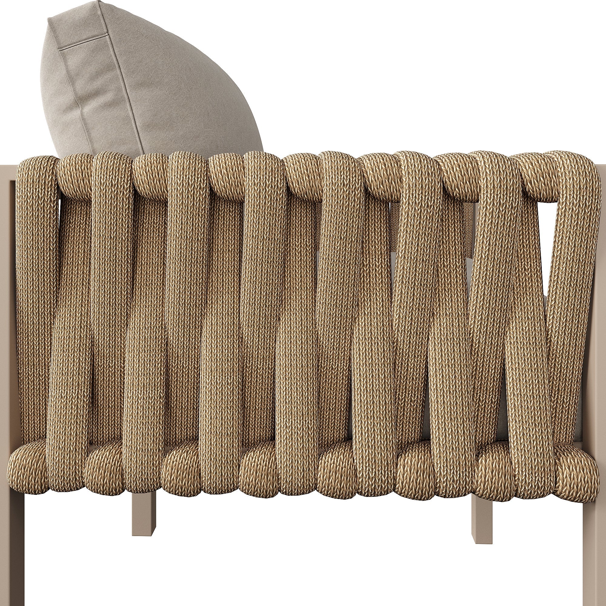 Rope Garden Furniture Set Corner Sofa Adjustable Legs Tempered Glass Beige