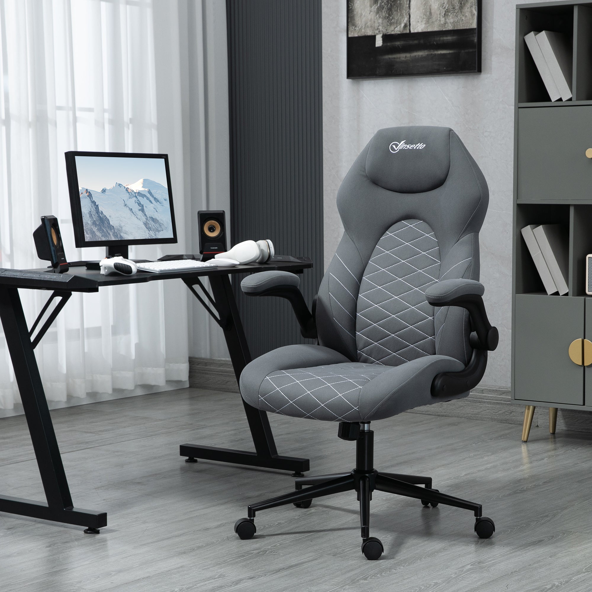 Vinsetto Ergonomic Office Chair, Rocking, Adjustable Armrests, Swivel, Fabric