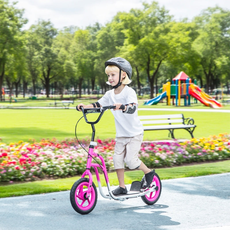 Children's Scooter with Adjustable Handlebars, Large Wheels and Handbrake, Pink