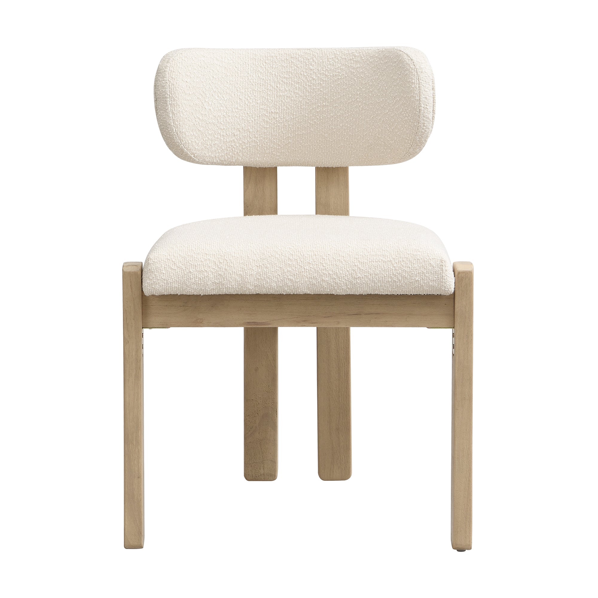 Set of 4 Solid Wood Dining Chairs, Modern Bouclé Upholstered for Living Room and Cafe, Natural Color