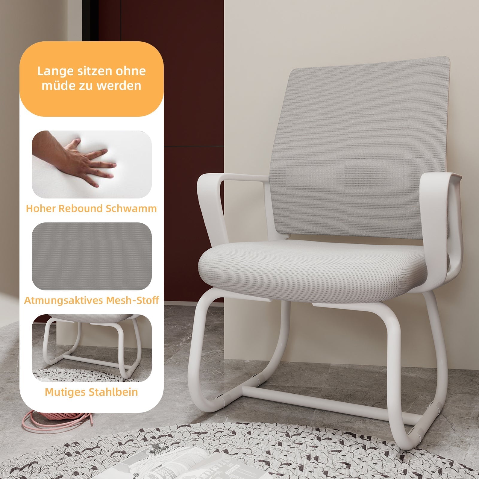 Minimalist Modern Office Chair, Soft & Comfortable, Metal Frame