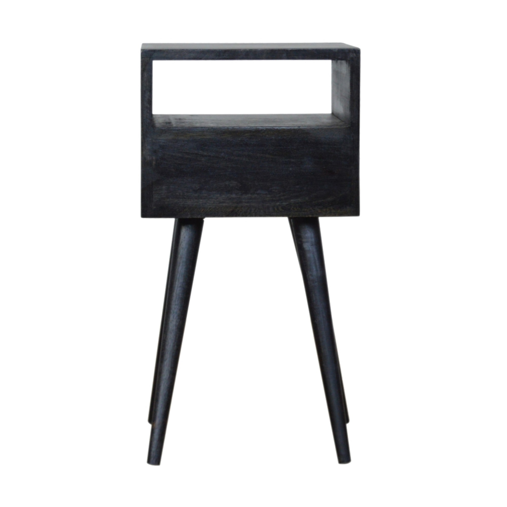 Solid Wood Mini Bedside, 1 Drawer 1 Slot, Ash Black