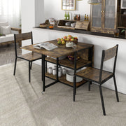 Folding Dining Table, Wheels, 140x80cm, 2-6 People, Rustic Brown Steel
