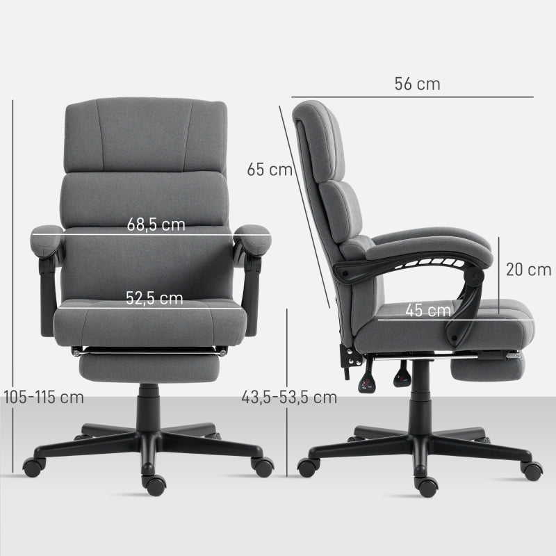 Office Chair Upholstered Velvet Adjustable Height Casters - Grey
