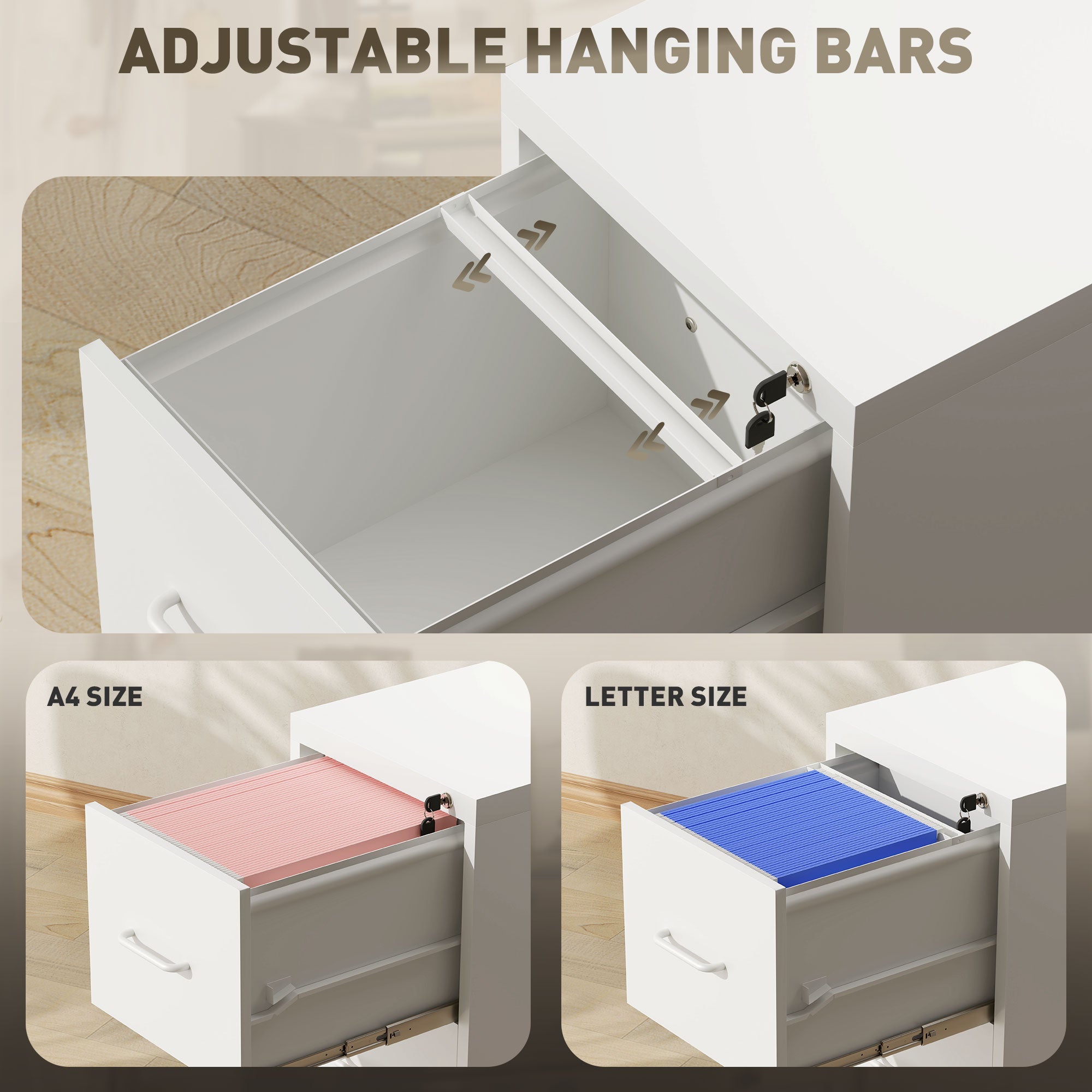 Four-Drawer Filing Cabinet Modern Steel White