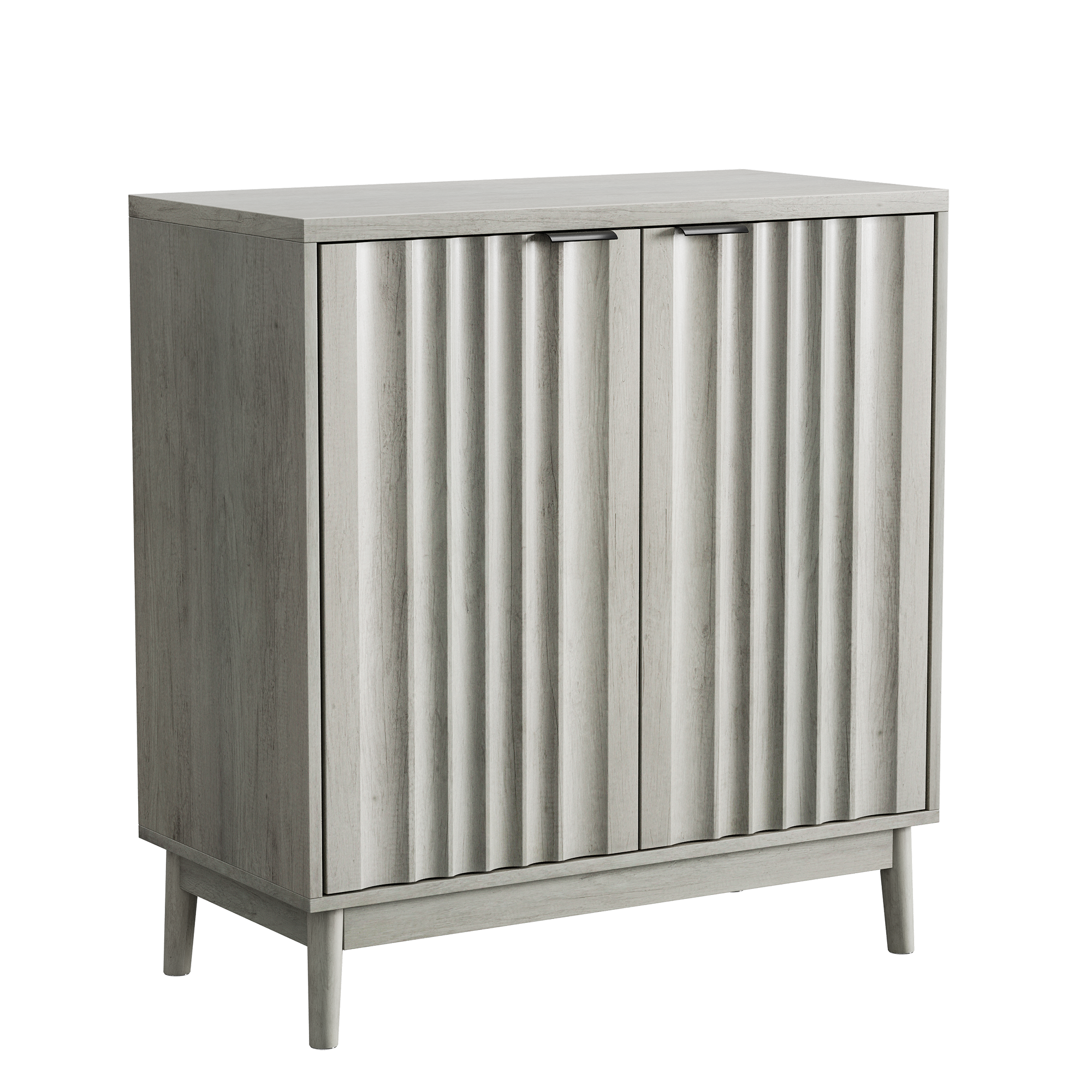Grooved Edge Cabinet, Independent Wash Buffet with Adjustable Shelves, Wooden, Gray