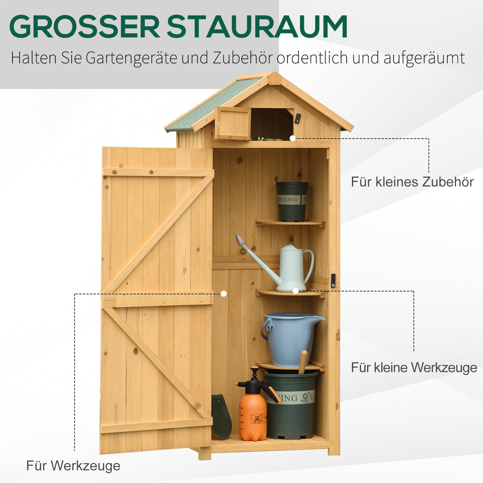 Garden Shed Tool Shed with Shelves, Asphalt Roof, Window, Wood Yellow+Green