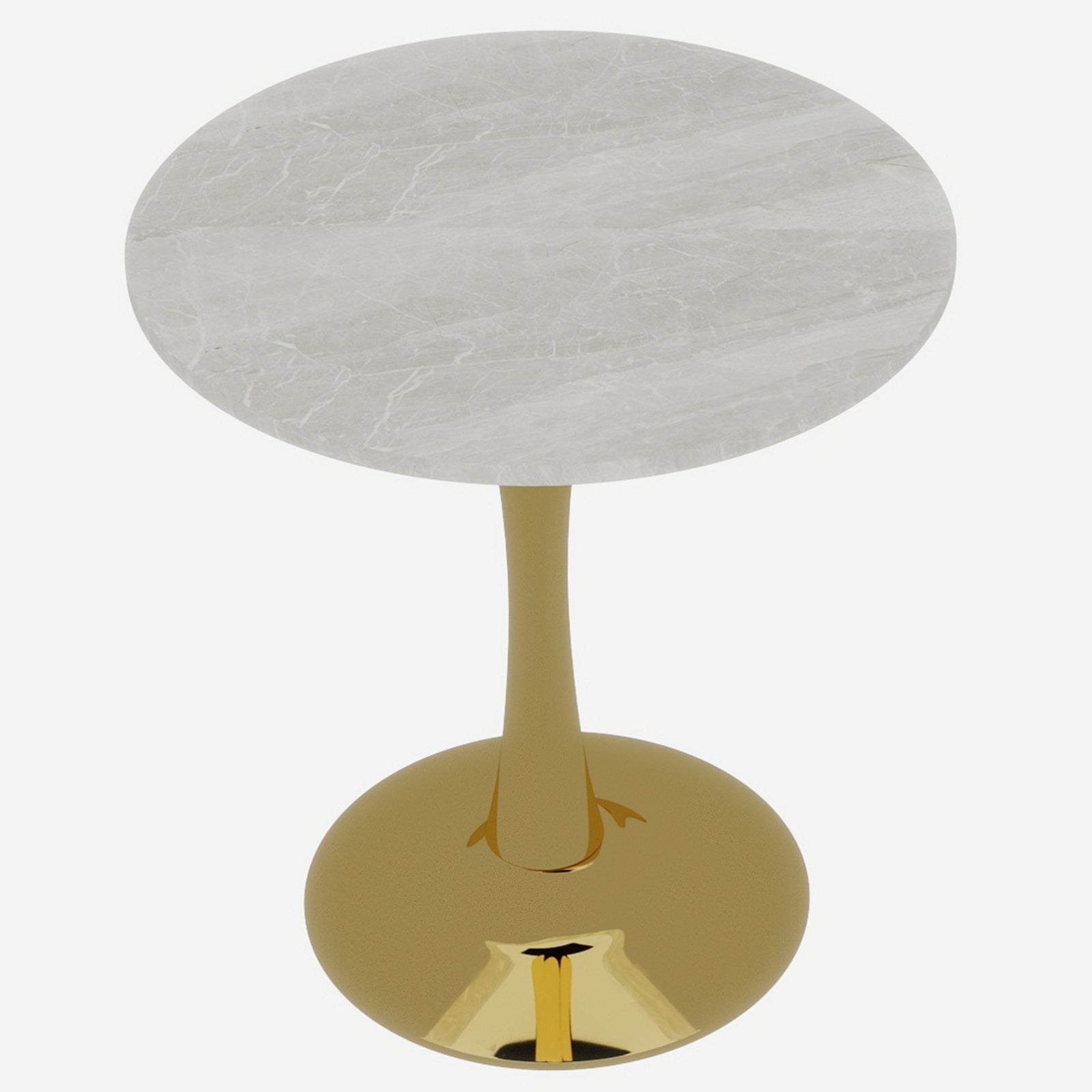 Coffee/Dining Table Round Marble Mid-Century Modern 27.6-inch - Golden Finish