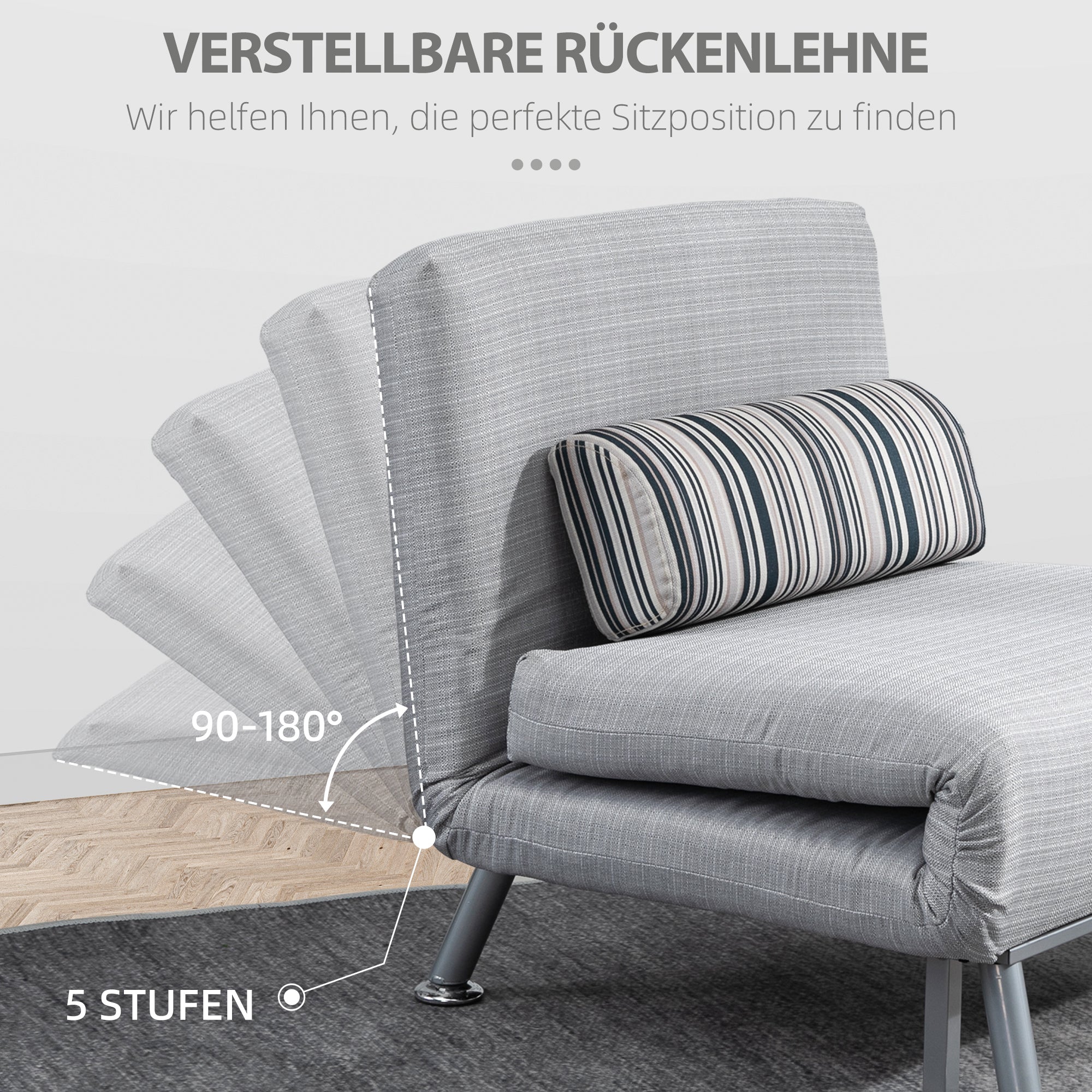 Folding Bed Sleeper Chair Guest Bed Sofa, Folding Mattress Metal, Grey 75x70x75cm