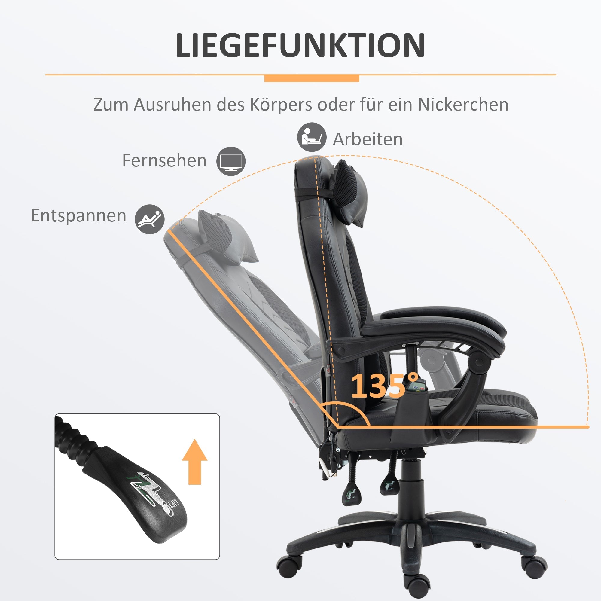 Gaming Chair Ergonomic with Heat & Vibration, Faux Leather