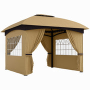 Pavillon 3,4x3,4m wasserabweisend UV-Schutz, Beige Metall