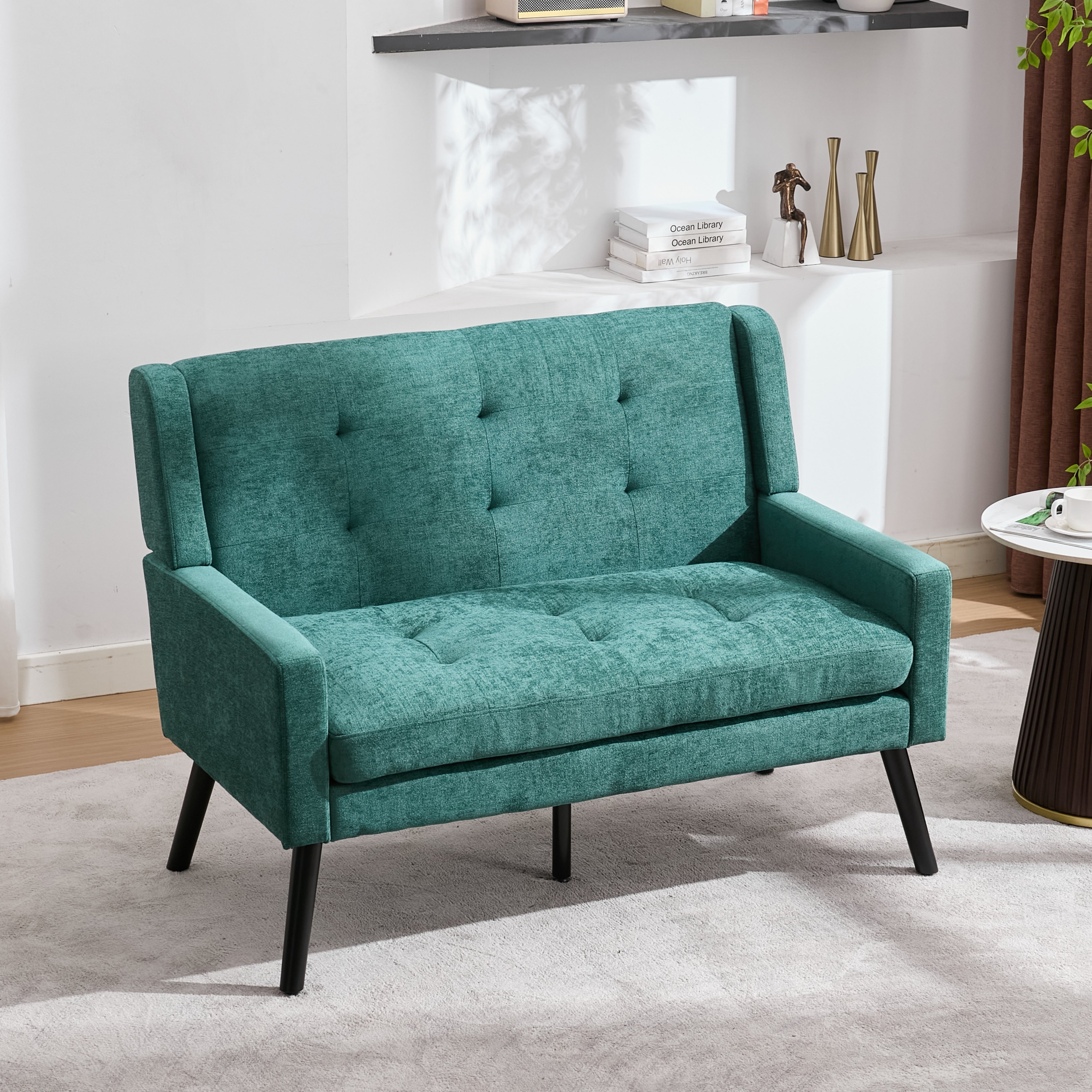 2-Piece Accent Armchair Set with High-Density Foam and Solid Wood Legs, Durable Fabric