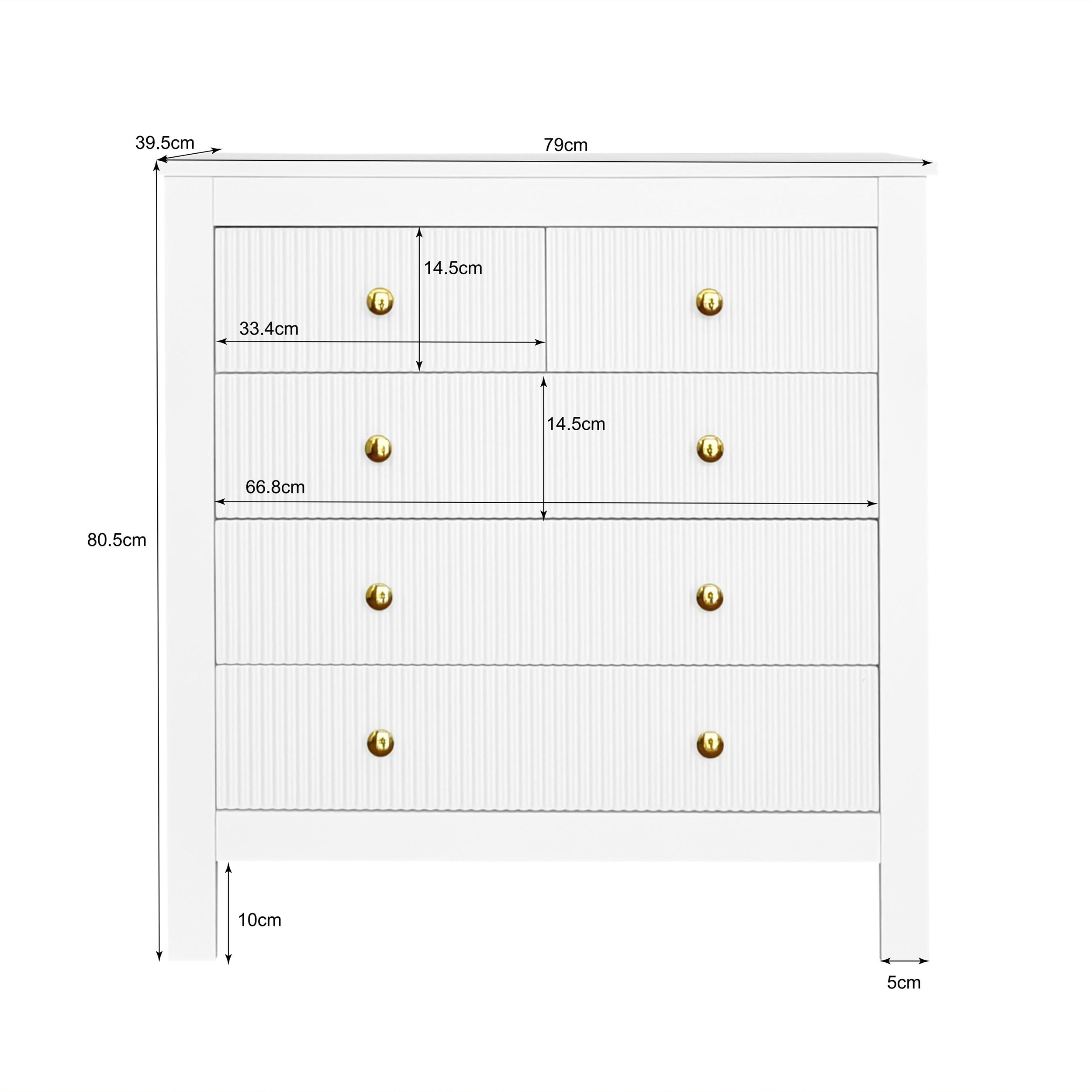 Sideboard, chest of drawers with special doors, gold handles