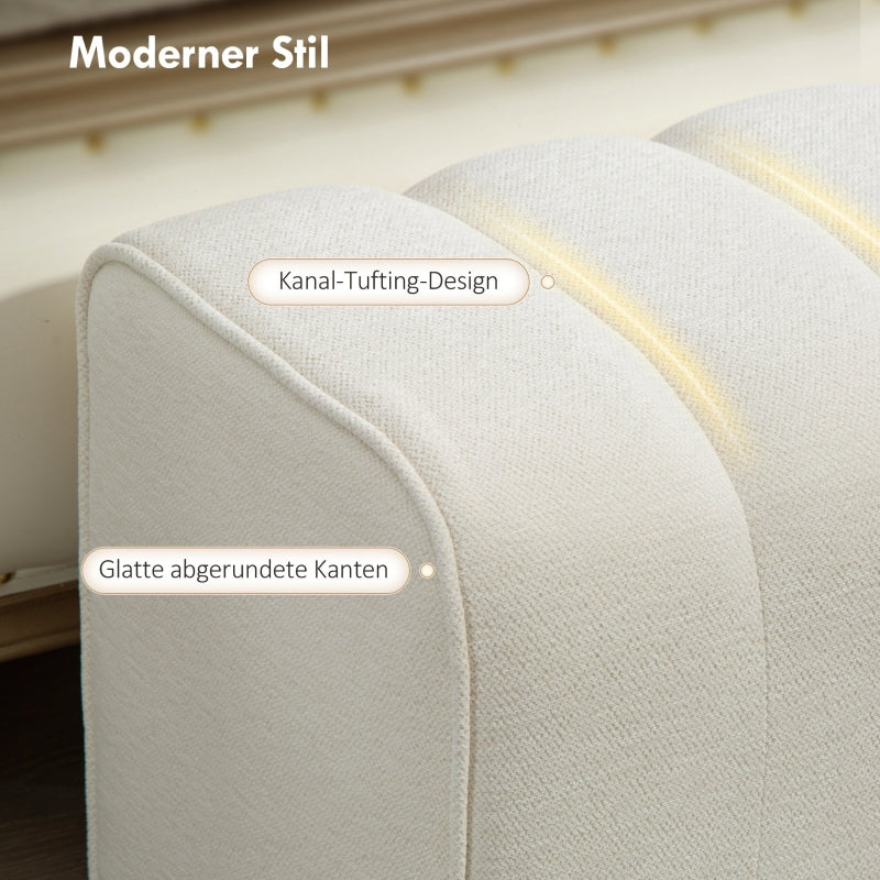 Modern Bedroom Bench Upholstered Wooden Frame Footrest - Cream White