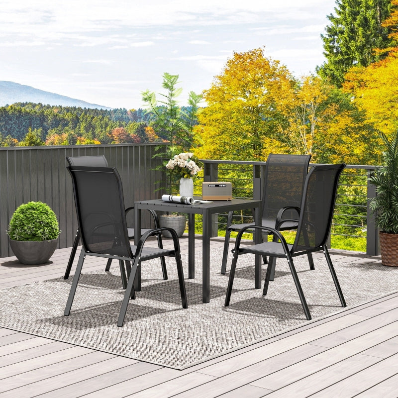 Gartentisch Aluminium 73x73cm Wetterfest 4-Personen Schwarz