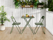 Outdoor 3-Piece Foldable Bistro Set, 2 Chairs and 1 Table Weather-Resistant, Green Metal