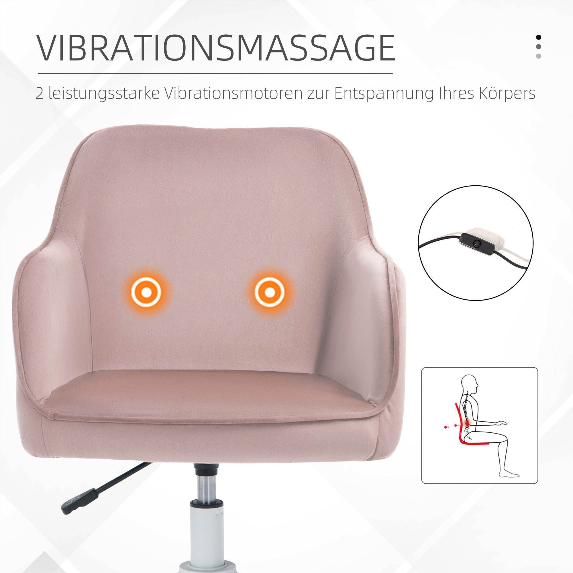 Vinsetto Massage Office Chair, Swivel, Adjustable Armrests, Fabric