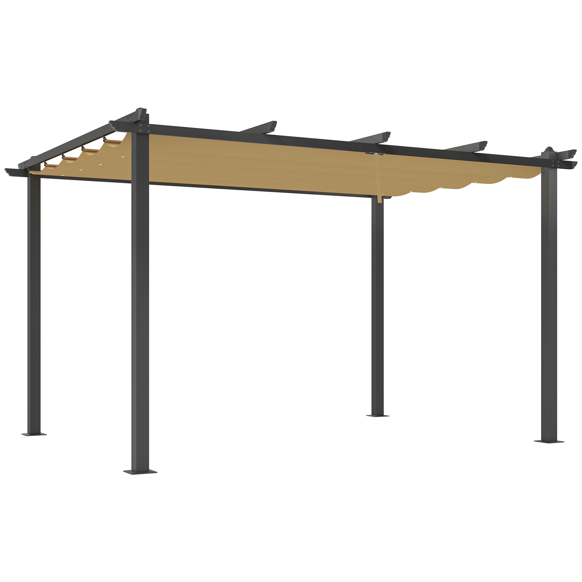 Aluminium Pergola 3x4m mit ausziehbarem Dach Khaki