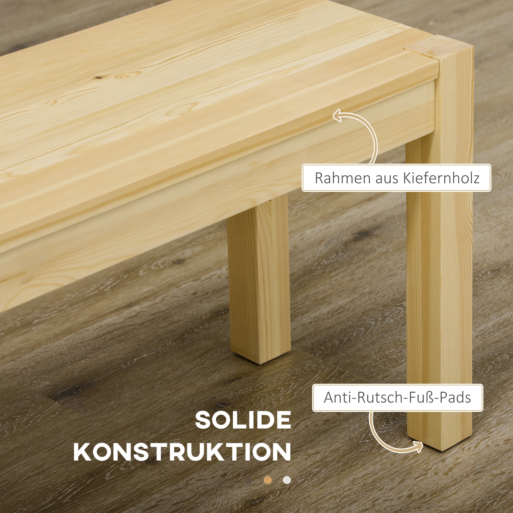 Dining Bench 3-Seater Country Style 330 kg Max Load Natural Pine Wood