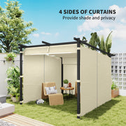 3 x 3 m Pergola, Retractable Roof and Curtains, Beige
