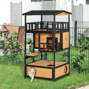 Cat House, 4 Levels with Stairs, Winter-Proof, Yellow Fir Wood