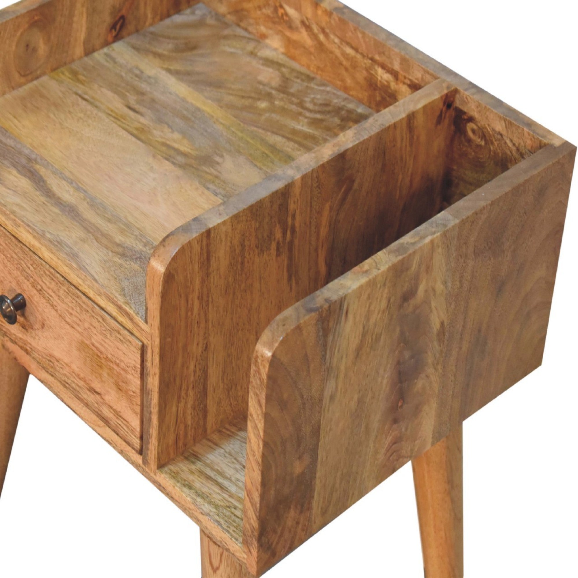 Solid Wood Collective Bedside 1 Drawer 2 Open Slots Brown